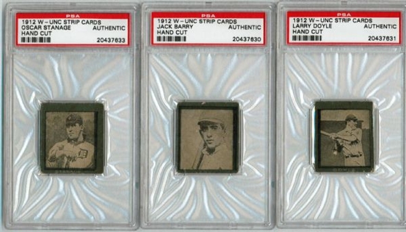  Three Different 1912 W-UNC Strip Cards with Two Previously Uncatalogued (3)